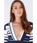 Lovemystyle Thick Chain Choker Necklace With Plunge Detail