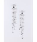 Lovemystyle Silver Long Chandelier Earrings With Diamantes