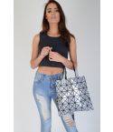 Lovemystyle Silver and Black Triangle Tote Bag