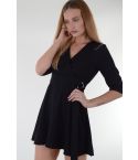Lovemystyle Micro Black Skater Dress With 3/4 Sleeve - SAMPLE