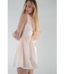 Lovemystyle Silk Satin Nude Skater Dress With Backless Bow Back