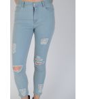 Lovemystyle Light Blue Wash Skinny Jeans met Extreme scheurt