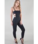 Lovemystyle Bandage Jumpsuit With Side Cut Out In Black