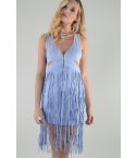 Lovemystyle Pastel Blue Suede Dress With Tassels