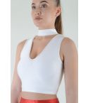 Lovemystyle White Bandage Material Crop Top With Zip Back