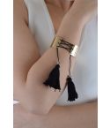 Lovemystyle Thick Gold Bangle With Black Tassels