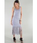 Lovemystyle gris chaleco Maxi vestido con borlas