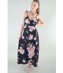 Lovemystyle Cammi Floral Wrap Maxi Dress With Curved Hem