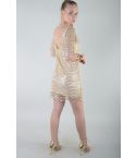 Lovemystyle Gold Scalloped Sequin Dress With 3/4 Length Sleeves - SAMPLE