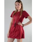 Lovemystyle rojo vestido de camiseta de ante con detalle de ojal agujero dobladillo