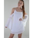 Lovemystyle frío hombro vestido blanco con arpillera