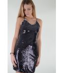 Lovemystyle Black Sequin robe avec traversée retour Straps