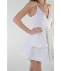Lovemystyle Scuba weiße Skater-Kleid mit Sprung-Ausschnitt