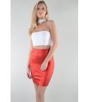 Lovemystyle rosso metallico Bandage Skirt con Zip senza giunte
