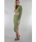 Lovemystyle Green Co-ord Featuring Crop Top And Skirt - SAMPLE