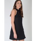 Lovemystyle Black A-Line Dress With Racer Back And Lace Insert