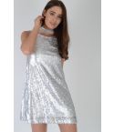Lovemystyle All Over zilveren pailletten A-Line korte jurk
