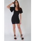 Lovemystyle Black Bodycon Dress With Batwing Sleeves - SAMPLE