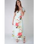 Lovemystyle Mint Green Maxi Dress In Floral Print - SAMPLE