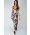 LMS Maxi Dress With Cross Back And Split Front In Tie Dye Print - SAMPLE