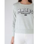 Lovemystyle Grey Marl  Sweatshirt With 'Malibu' Graphic - SAMPLE
