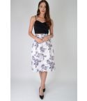 Lovemystyle Floral Print Satin Full Midi Skirt - SAMPLE