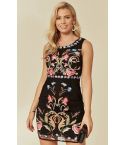 Lovemystyle negro Mini vestido con bordado de flores