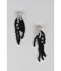 Lovemystyle Diamante estrella fugaz pendientes de perlas negro