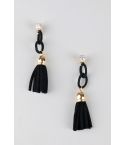 Lovemystyle negro y pendientes de borla de oro con Diamante Stud