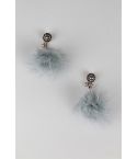 Lovemystyle déclaration Pom Pom boucles d’oreilles avec perle grise