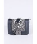 LMS Black Handbag With Stone Embellishments