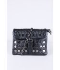 Lovemystyle Black Cross Body Bag avec bonnettes et sangle de chaîne