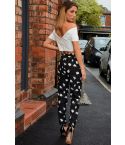 Lovemystyle High Waisted Black And White Printed Trousers