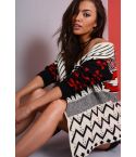 Lovemystyle Creme Cape Strickjacke mit Aztec Print