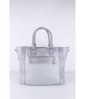 Lovemystyle grigio ecopelle Tote Bag con borchie