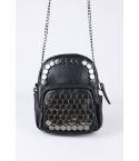 Lovemystyle Black Faux Leather Shoulder Bag With Hexagonal Studs - SAMPLE