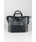 Lovemystyle Black Faux Leather Tote Bag With Studs - SAMPLE