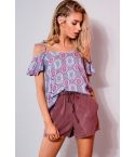 Double Agent High Waisted Relaxed Purple Shorts With Draw String