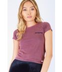 Dubbelagent paarse streep gewas T-Shirt met 'Hollywood' borduurwerk