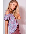 Daphnea Paris Paisley imprimé Tie Shoulder Top