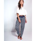 Daphnea Paris Aztec Navy Printed Tie Waist Trouser