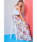 LYDC London Floral Maxi Skirt With Belted Reverse Peplum Waist