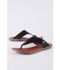 LMS Black Sequin Toe Post Sandals With Red Inner