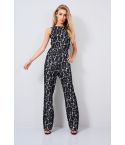 Lovemystyle Black Lace Jumpsuit With Cut Out Back Detail