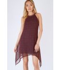 Danity Maroon Chiffon Dress With Curved Hemline