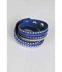 LMS Wrap bleu Bracelet avec des poteaux métalliques et détail de Diamante