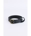 Ceinture noire Lovemystyle Skinny avec boucle ronde en or