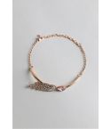 LMS Rose Gold Bracelet With Diamantes Angel Wing And Pink Stone