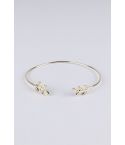 Lovemystyle Gold Metal Bangle Bracelet With Double Leaf Design