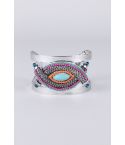 Lovemystyle Silver Bangle With Tribal Bead Embellishment